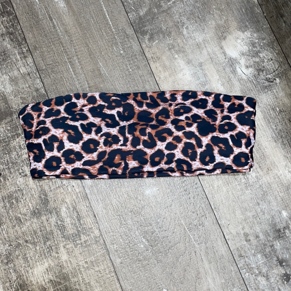 NEVER WORN, Leopard Bandeau Swimming Top